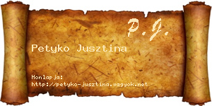Petyko Jusztina névjegykártya