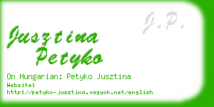 jusztina petyko business card